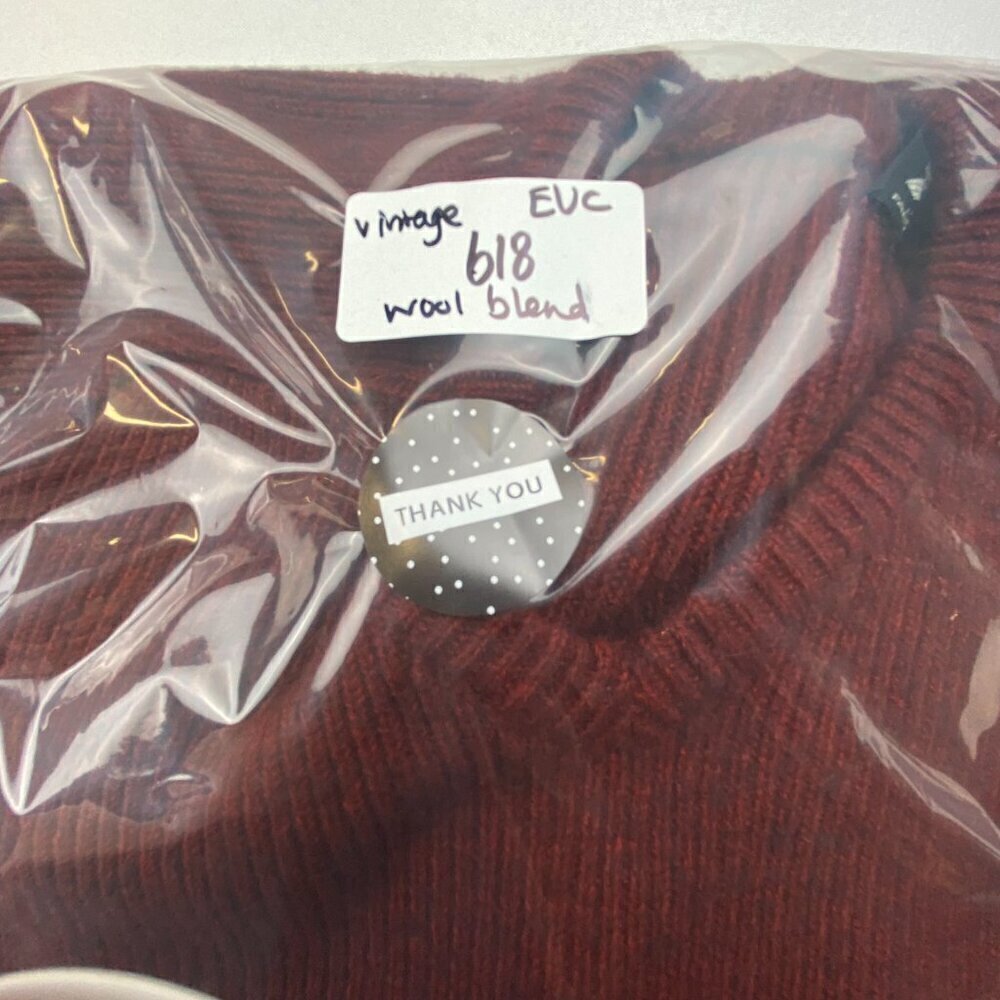 Vintage Ingo Sweater Wool Blend Classic V-Neck Long Sleeves Maroon Men’s Small - Picture 12 of 12